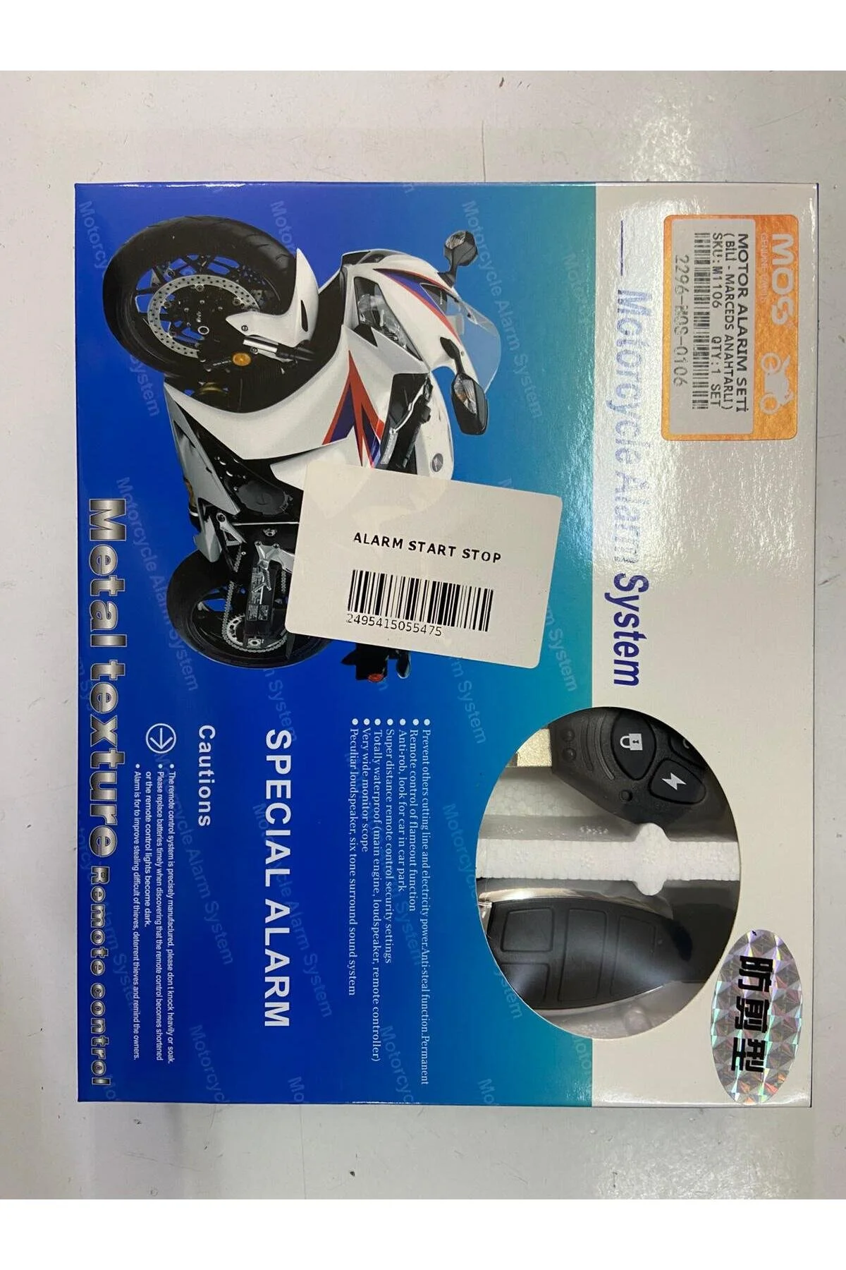 motorsiklet alarm star stop